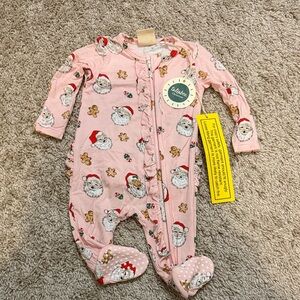 Bamboo Pink Santa and Gingerbread Footie